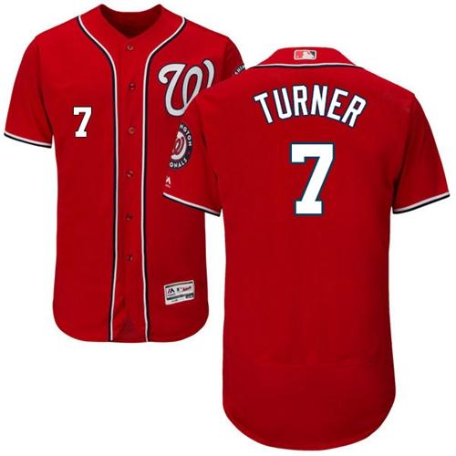Nationals #7 Trea Turner Red Flexbase Authentic Collection Stitched MLB Jersey - Click Image to Close